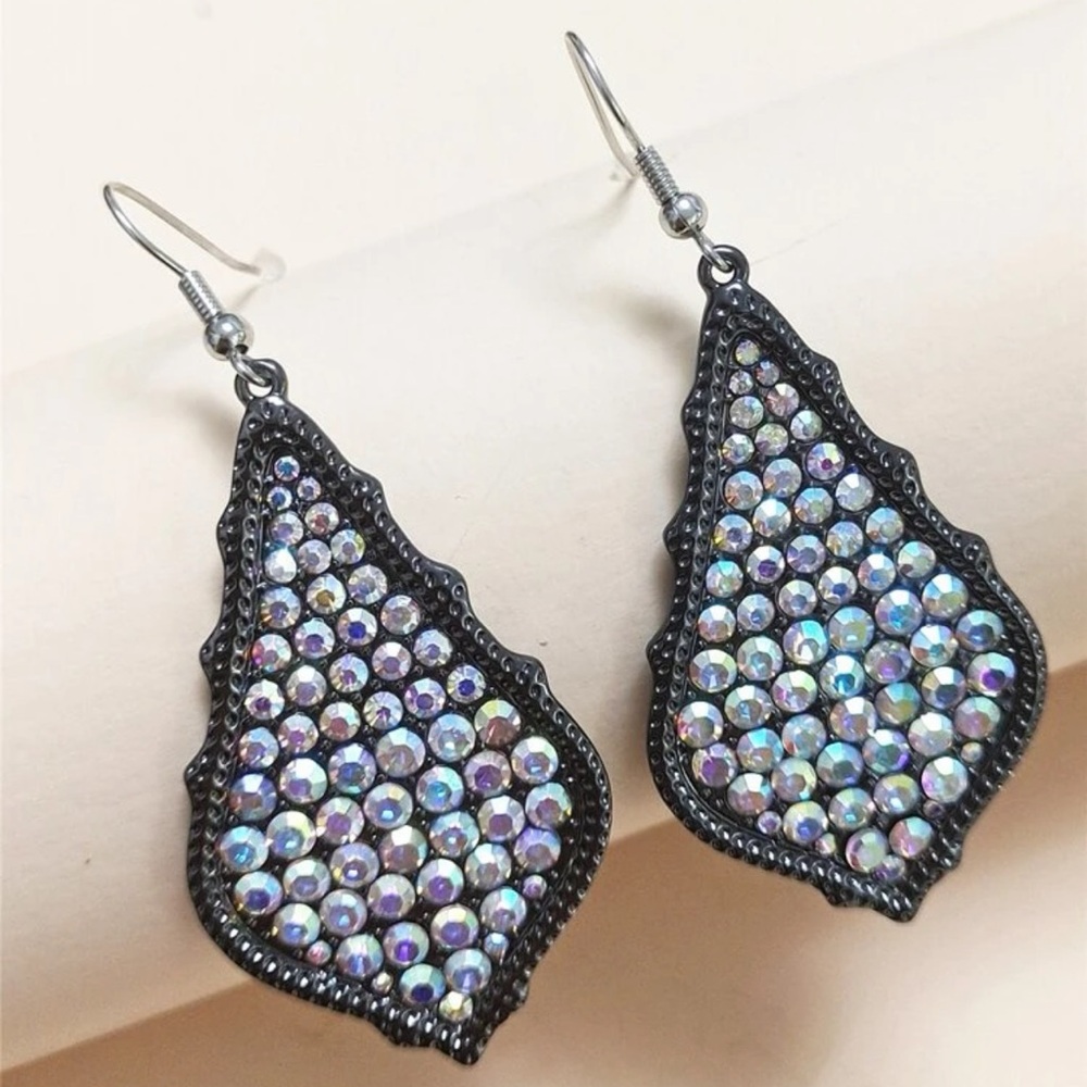 Dazzling Iridescent Water Drop Crystal Drop Earrings